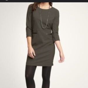GAP gray gabardine basic pencil dress 3/4 sleeves round collar Sz 10